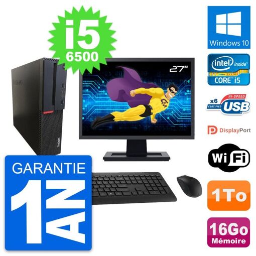 Lenovo M700 SFF Desktop Computer | 27" Screen | Intel i5-6500 | 16GB RAM | 1TB Storage | Windows 10