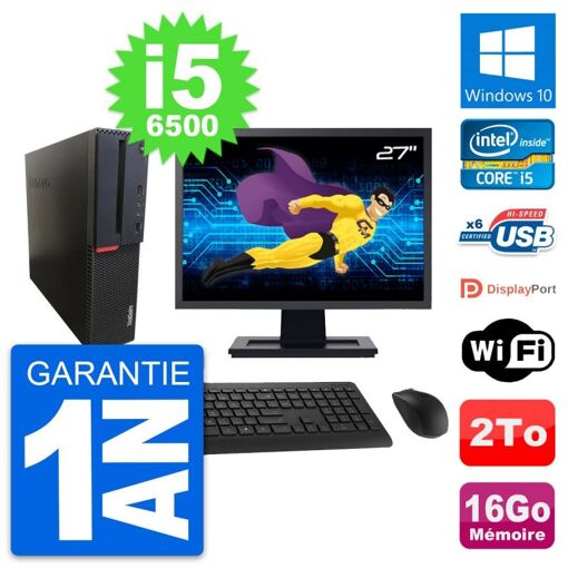 Lenovo M700 SFF Desktop PC | 27" Screen | Intel i5-6500 | 16GB RAM | 2TB HDD | Windows 10