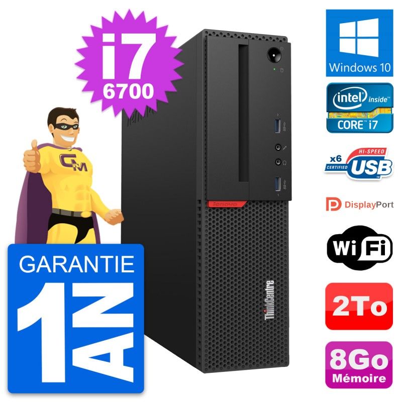 Lenovo ThinkCentre M700 SFF Desktop - Intel i7-6700, 8GB RAM, 2TB HDD, Windows 10, WiFi