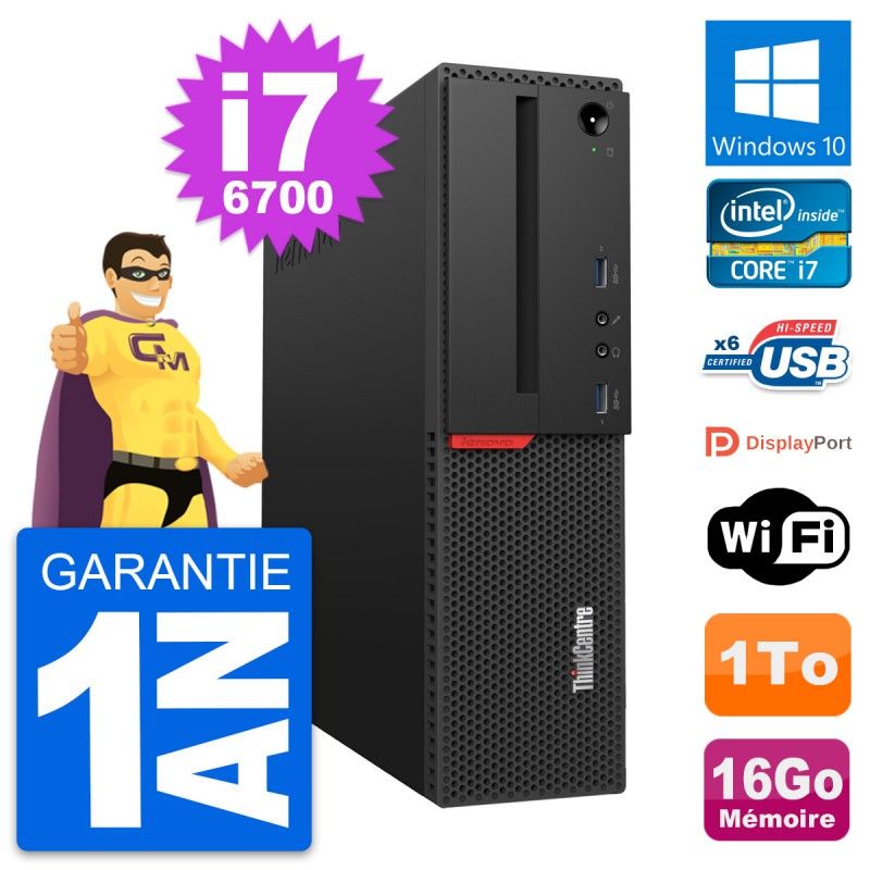 Lenovo ThinkCentre M700 SFF Desktop Computer - Intel i7-6700, 16GB RAM, 1TB HDD, Windows 10, WiFi