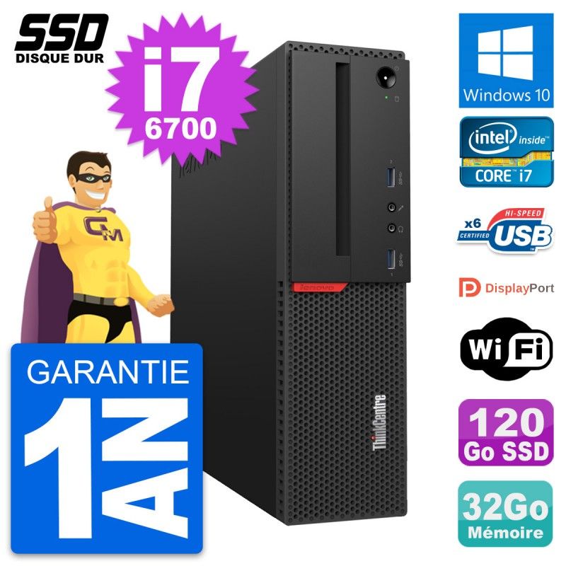 Lenovo ThinkCentre M700 SFF - Intel i7-6700, 32GB RAM, 120GB SSD, Windows 10, WiFi