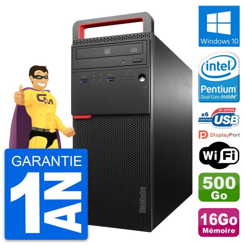 Lenovo ThinkCentre M700 Desktop PC - Intel Pentium G4400, 16GB RAM, 500GB HDD, Windows 10, WiFi