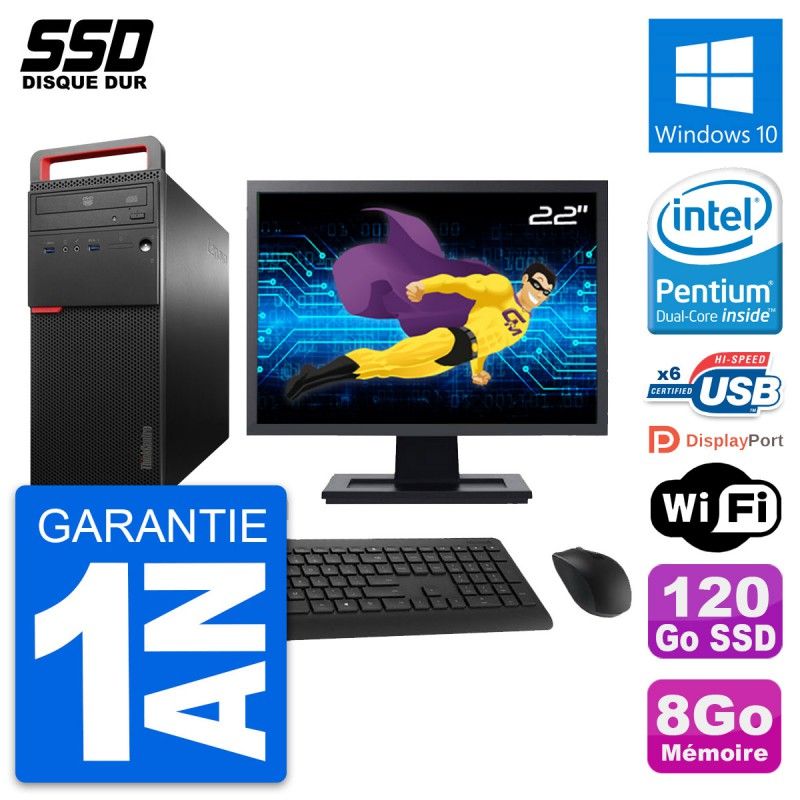 Lenovo M700 Desktop Computer, 22" Screen, Intel G4400, 8GB RAM, 120GB SSD, Windows 10, WiFi