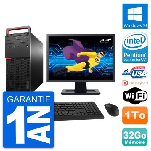 Computadora de escritorio Lenovo M700, pantalla de 22', procesador Intel G4400, 32GB de RAM, 1TB de almacenamiento, Windows 10, wifi