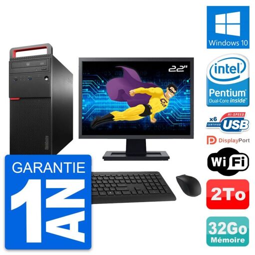 Lenovo M700 Desktop Computer - 22" Screen, Intel G4400, 32GB RAM, 2TB Storage, Windows 10
