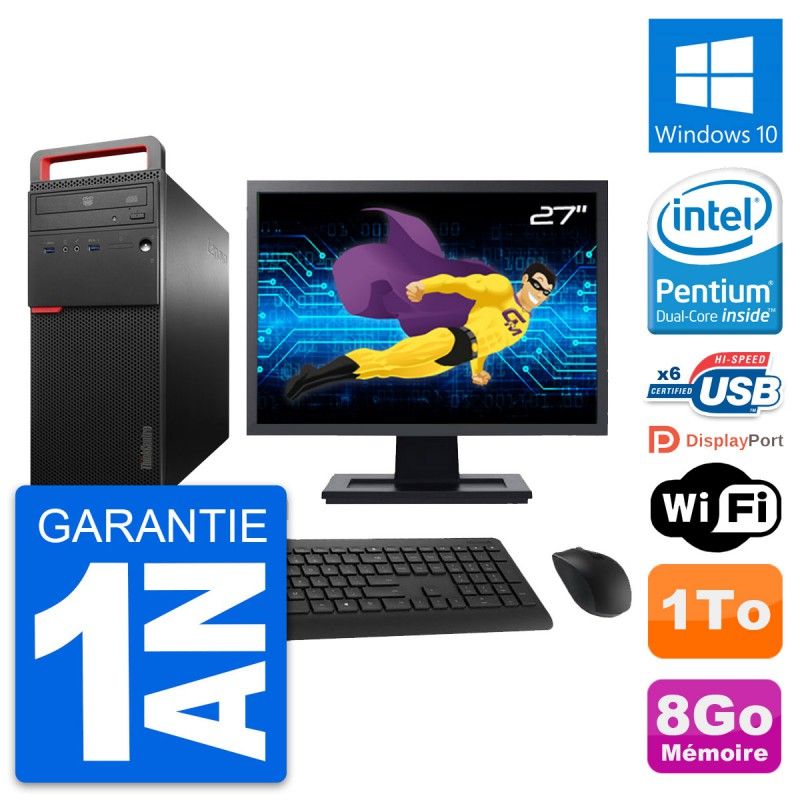Lenovo M700 Desktop Computer - 27" Screen, Intel G4400, 8GB RAM, 1TB HDD, Windows 10, WiFi