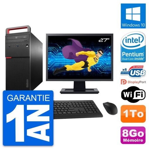 Computadora de escritorio Lenovo M700 - Pantalla de 27'', Procesador Intel G4400, 8GB de RAM, 1TB HDD, Windows 10, WiFi
