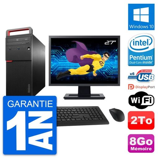 PC de sobremesa Lenovo M700 - Pantalla de 27', Intel G4400, 8 GB RAM, 2 TB HDD, Windows 10, WiFi