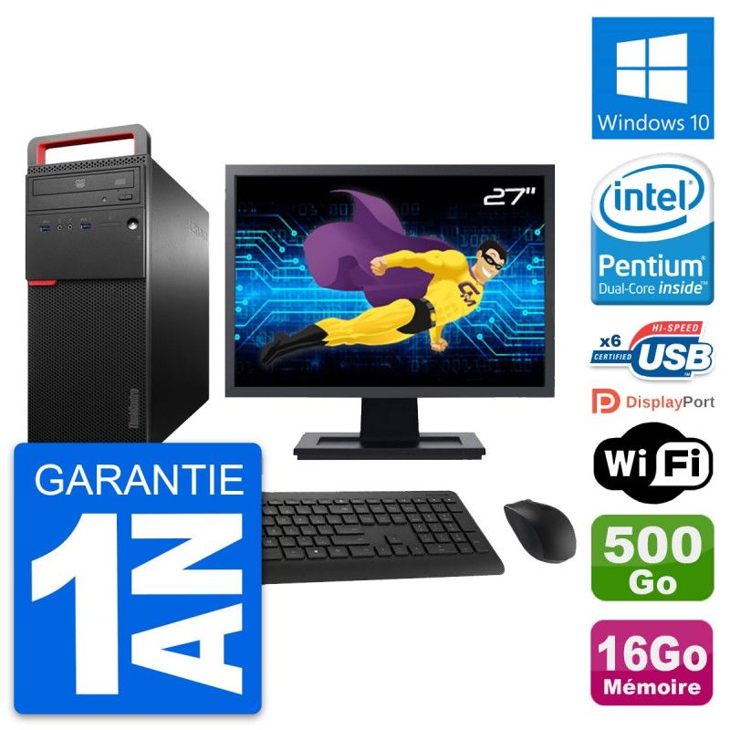Lenovo M700 Desktop PC - 27" Screen, Intel G4400, 16GB RAM, 500GB Disk