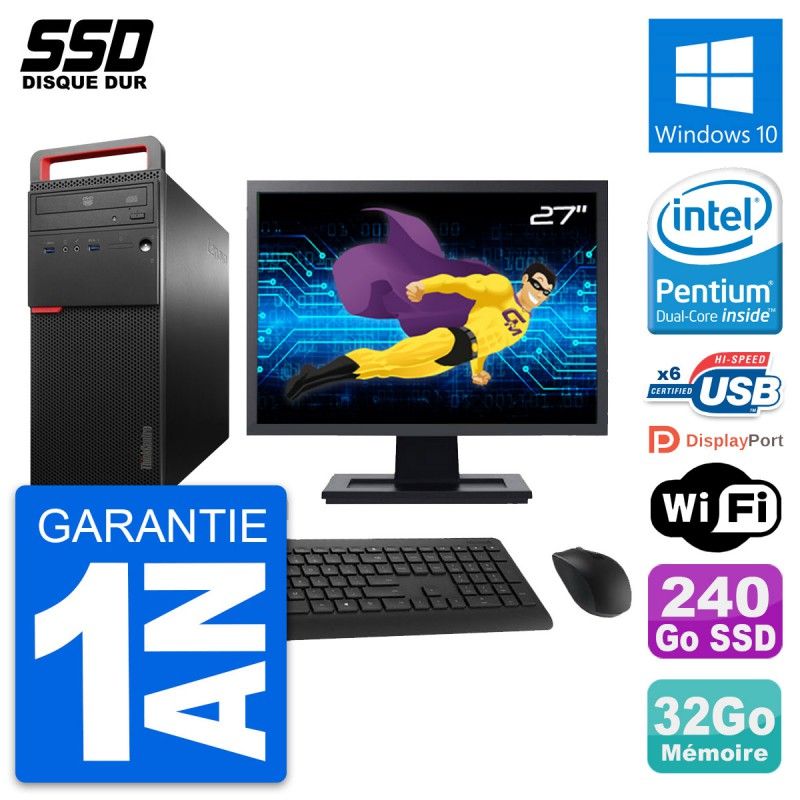 Lenovo M700 Desktop PC - 27" Screen, Intel G4400, 32GB RAM, 240GB SSD