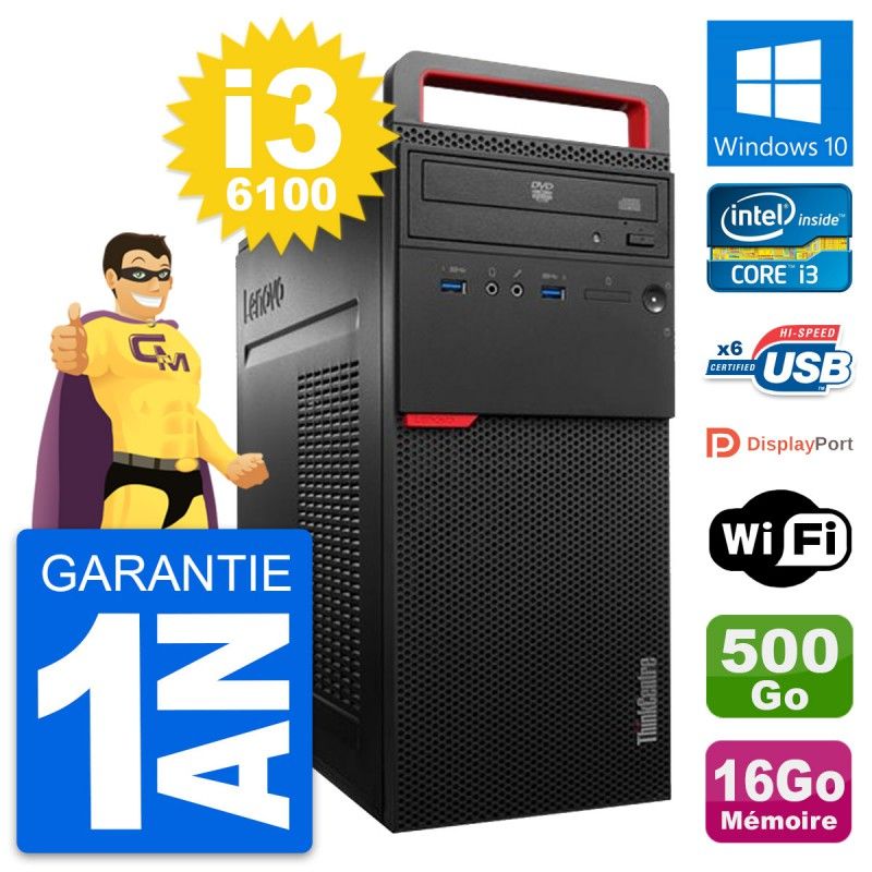 Lenovo ThinkCentre M700 i3-6100 16GB RAM 500GB HDD Windows 10 WiFi Desktop PC