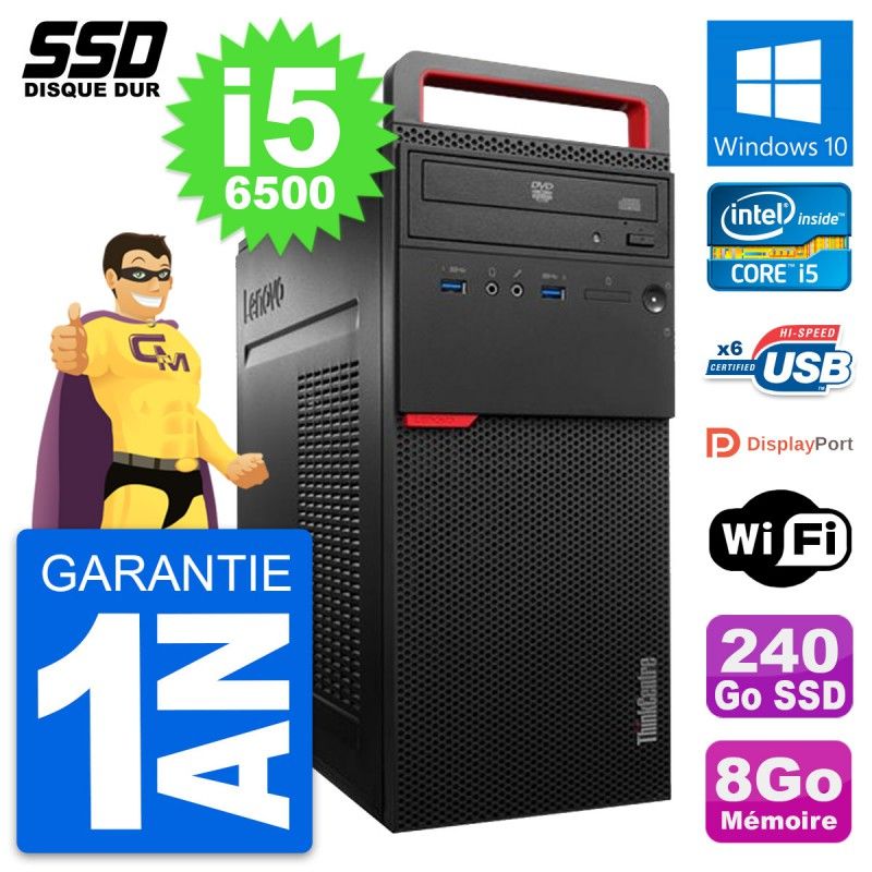 Lenovo ThinkCentre M700 Desktop PC - Intel i5-6500, 8GB RAM, 240GB SSD, Windows 10, Wifi