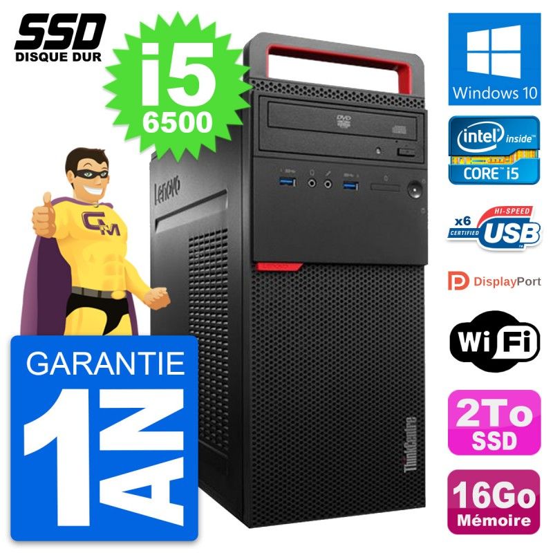 Lenovo ThinkCentre M700 Desktop PC - Intel i5-6500, 16GB RAM, 2TB SSD, Windows 10, WiFi