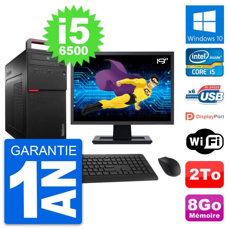 Lenovo M700 Desktop Computer - 19" Screen, Intel i5-6500, 8GB RAM, 2TB HDD, Windows 10