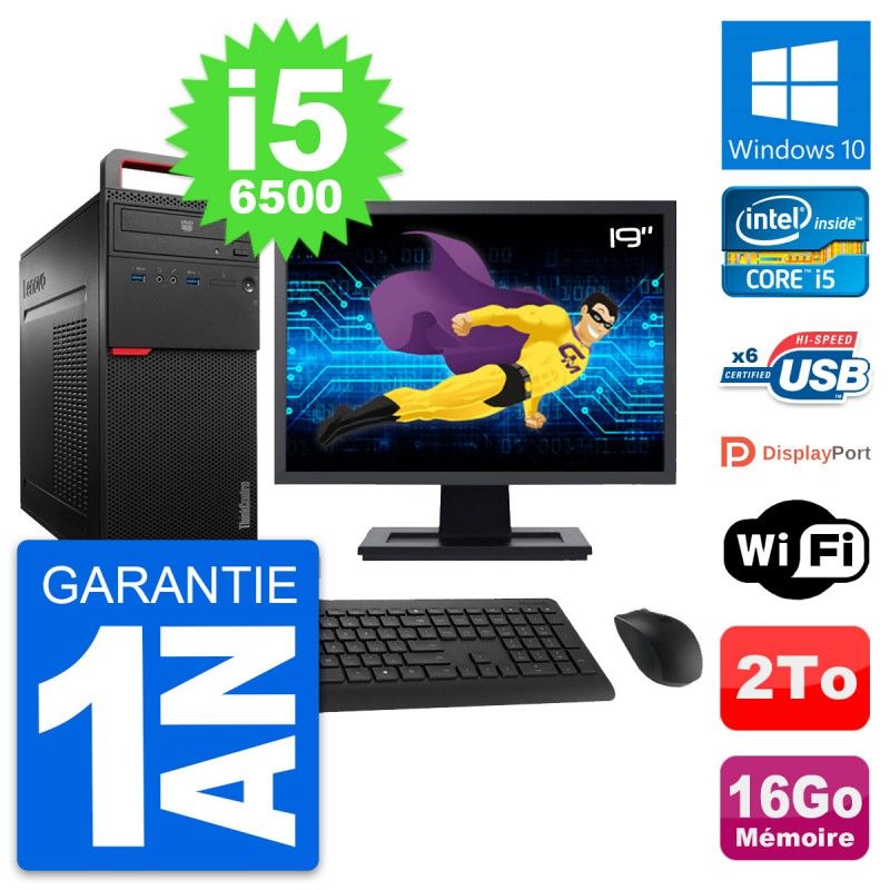 Lenovo M700 Desktop PC - 19" Screen, Intel i5-6500, 16GB RAM, 2TB Storage, Windows 10, WiFi