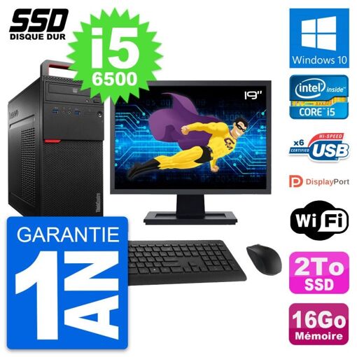 Computadora de escritorio Lenovo M700, pantalla de 19', procesador Intel i5-6500, 16GB de RAM, 2TB SSD, Windows 10, WiFi
