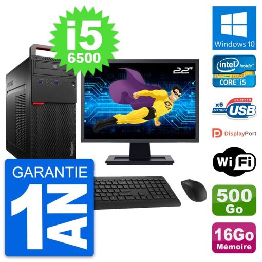 Computadora de escritorio Lenovo M700 - Pantalla de 22', Intel Core i5-6500, 16GB de RAM, 500GB de Almacenamiento, Windows 10, WiFi