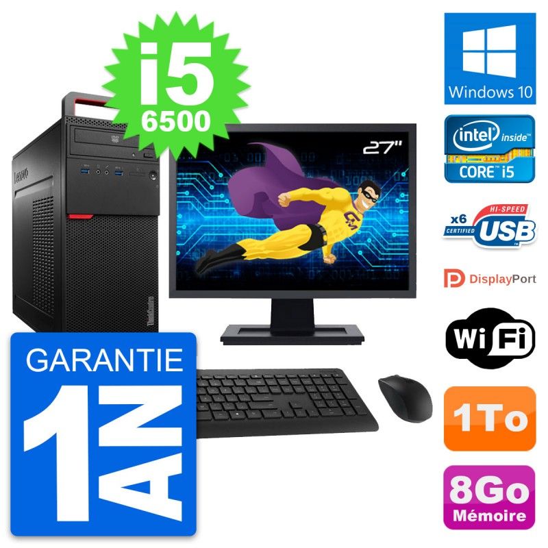 Lenovo M700 Desktop PC - 27" Screen, Intel i5-6500, 8GB RAM, 1TB HDD, Windows 10