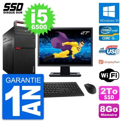 Computadora de escritorio Lenovo M700, pantalla de 27'', procesador Intel Core i5-6500, 8GB de RAM, 2TB SSD, Windows 10, WiFi