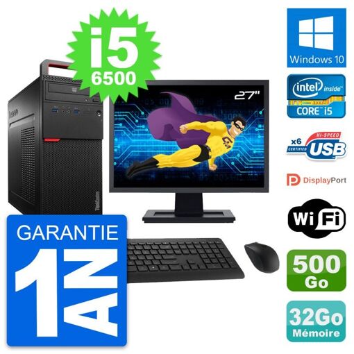 Computadora de escritorio Lenovo M700 - Pantalla de 27'', Intel Core i5-6500, 32GB de RAM, 500GB de almacenamiento, Windows 10