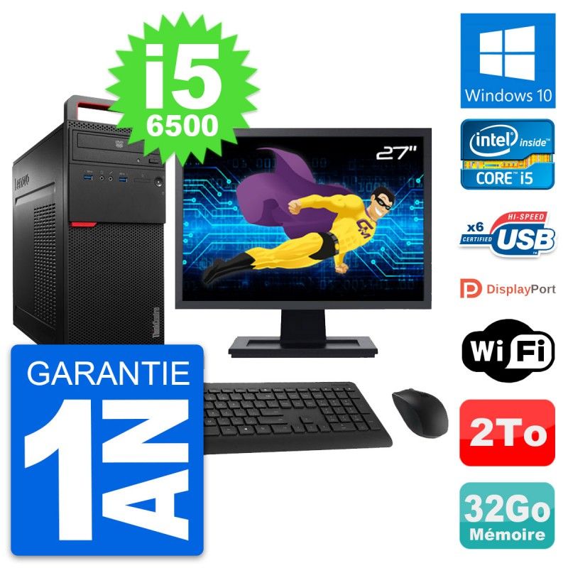 Lenovo M700 Desktop Computer, 27" Screen, Intel i5-6500, 32GB RAM, 2TB Storage, Windows 10