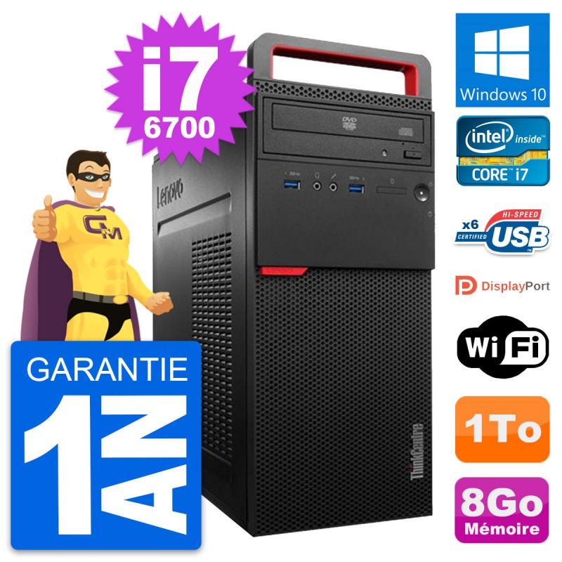 Lenovo ThinkCentre M700 Desktop PC - Intel i7-6700, 8GB RAM, 1TB HDD, Windows 10, WiFi