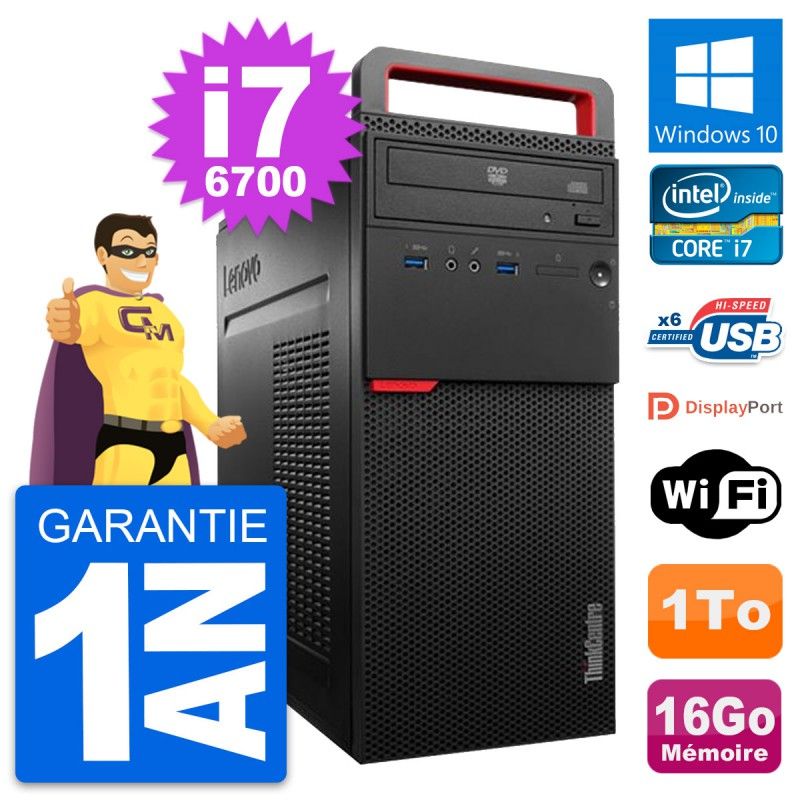 Lenovo ThinkCentre M700 Core i7-6700 16GB RAM 1TB HDD Windows 10 WiFi Desktop PC