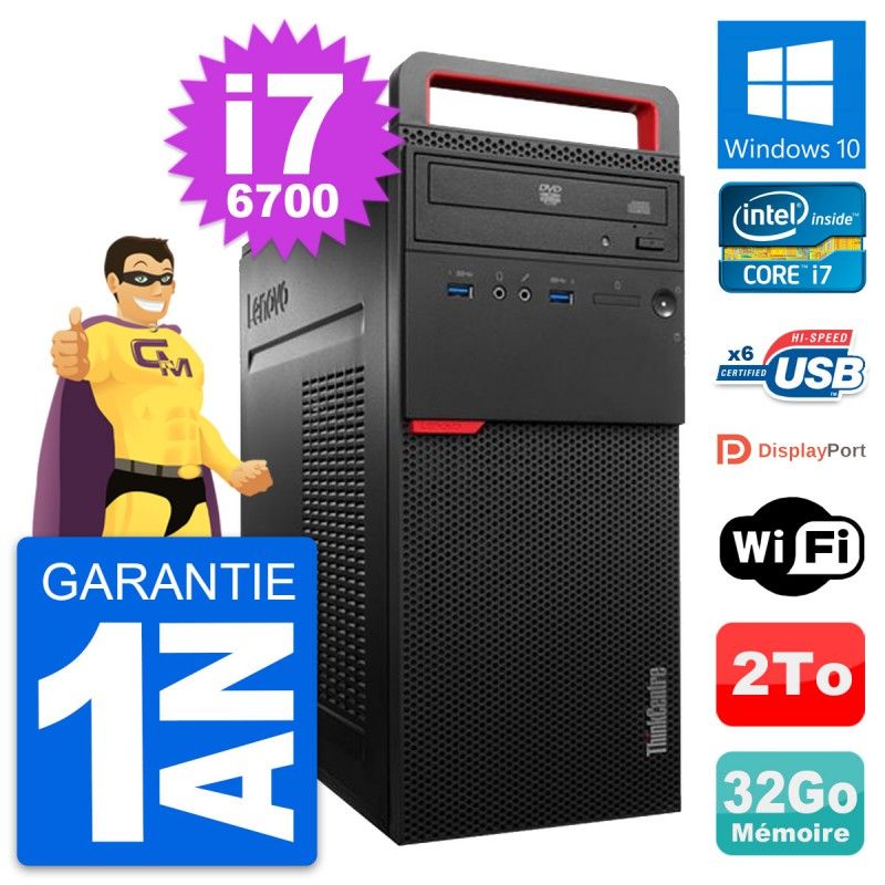 Lenovo ThinkCentre M700 Core i7-6700 32GB RAM 2TB HDD Windows 10 WiFi Desktop PC