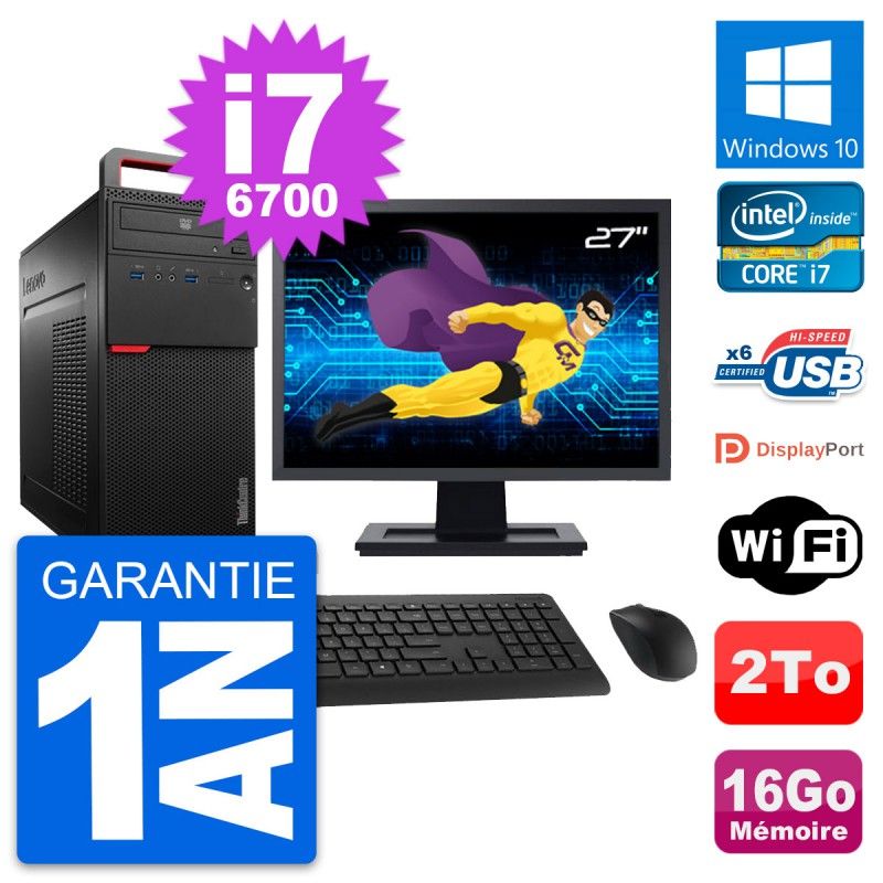 Lenovo ThinkCentre M700 27" Screen, Intel i7-6700, 16GB RAM, 2TB HDD, Windows 10