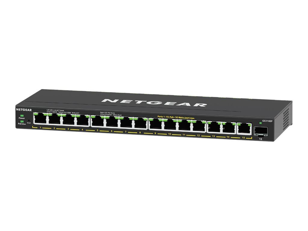 Netgear GS316EP Managed Switch - 15x Gigabit Ethernet (PoE+)
