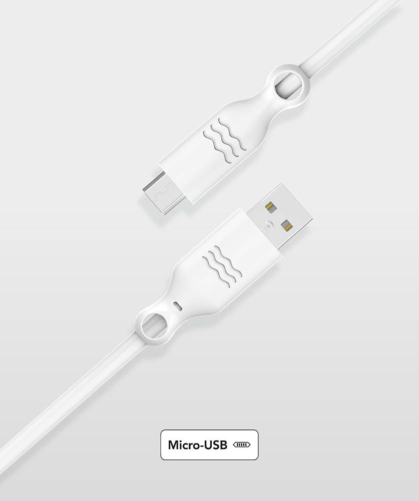 Bigben Connected Recyclable USB A/micro USB Cable, 2m, 2.1A, White