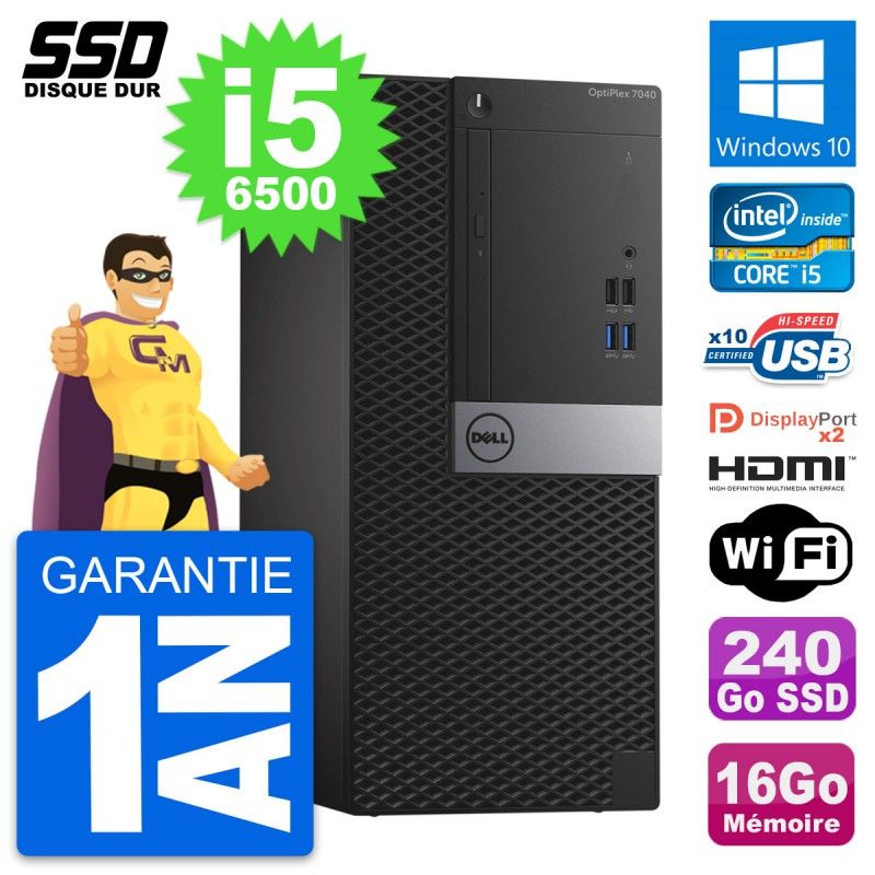 Dell OptiPlex 7040 Desktop PC - Intel i5-6500, 16GB RAM, 240GB SSD, HDMI, WiFi