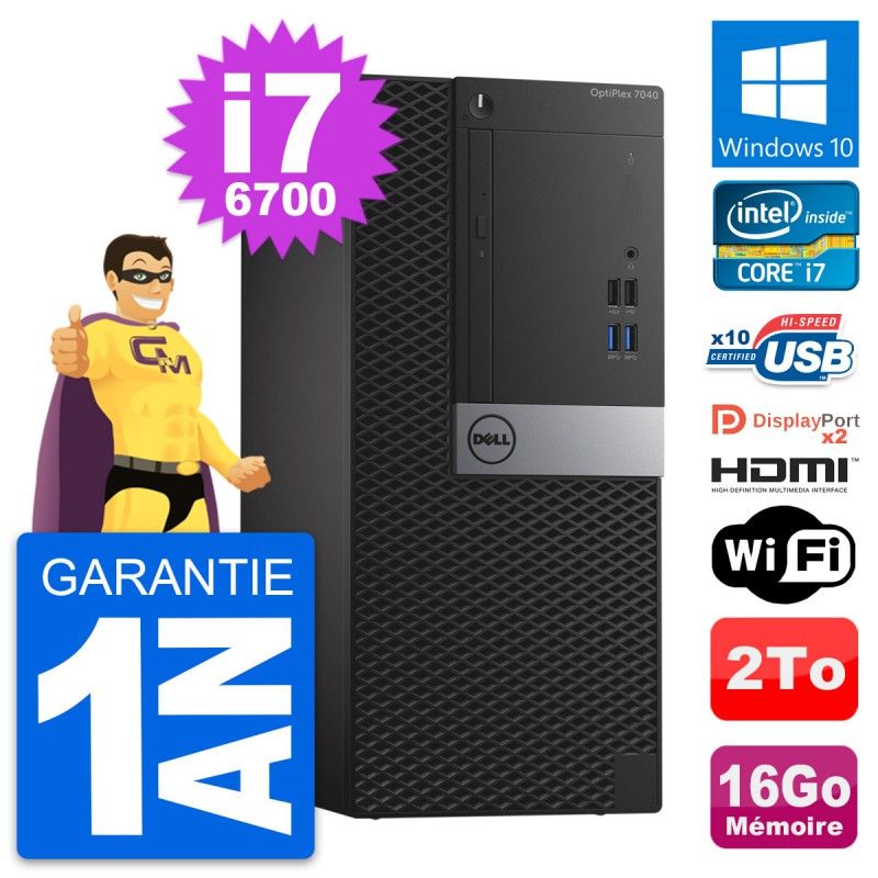 Dell OptiPlex 7040 Desktop PC - Core i7-6700, 16GB RAM, 2TB HDD, HDMI
