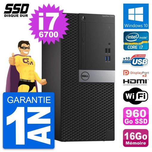 PC de escritorio Dell OptiPlex 7040, i7-6700, 16GB RAM, 960GB SSD, Windows 10
