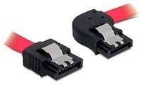 Cable SATA Delock - 30 cm, Bloqueado, Conector Recto + Curvo, Rojo
