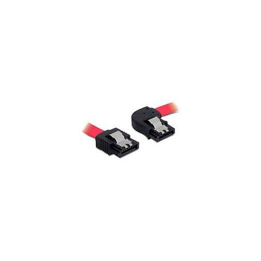 Cable SATA Delock - 30 cm, Bloqueado, Conector Recto + Curvo, Rojo