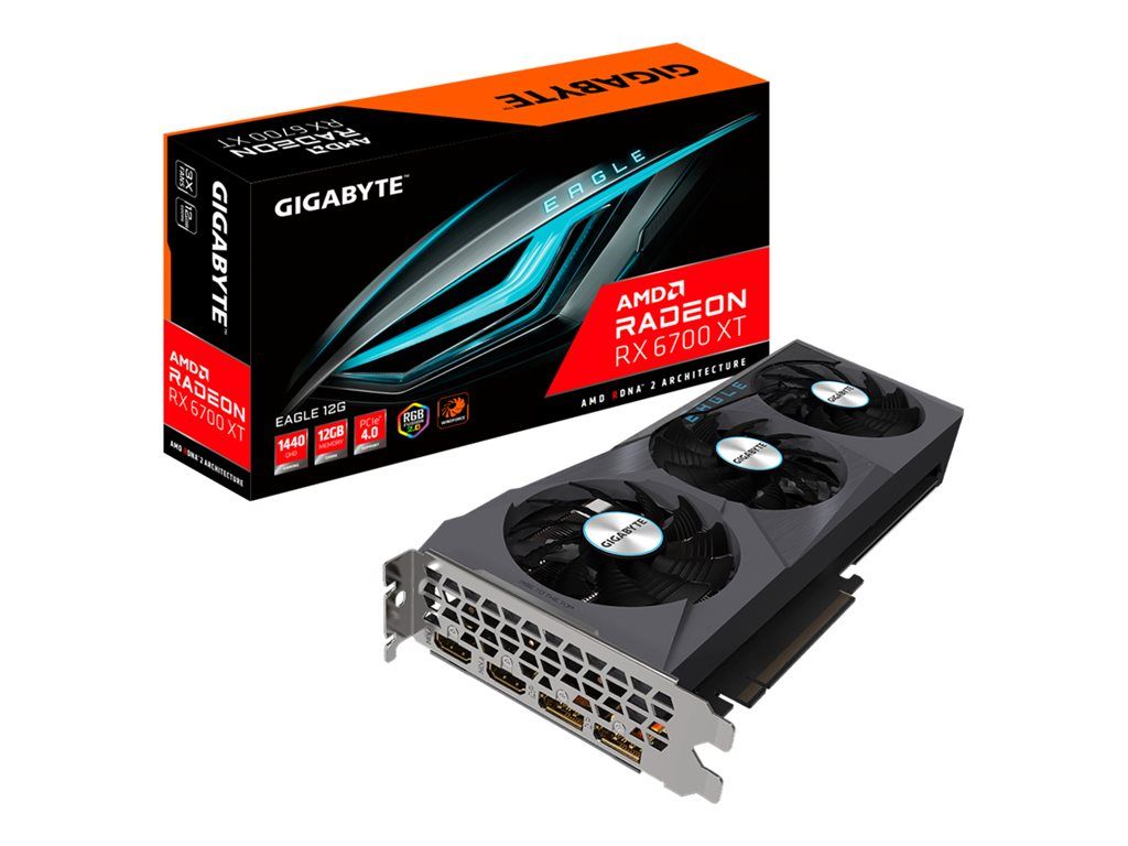 Gigabyte Radeon RX 6700 XT EAGLE 12G - Graphics Card - Radeon RX 6700 XT - 12GB GDDR6 - PCIe 4.0 x16 - 2x DisplayPort, 2x HDMI