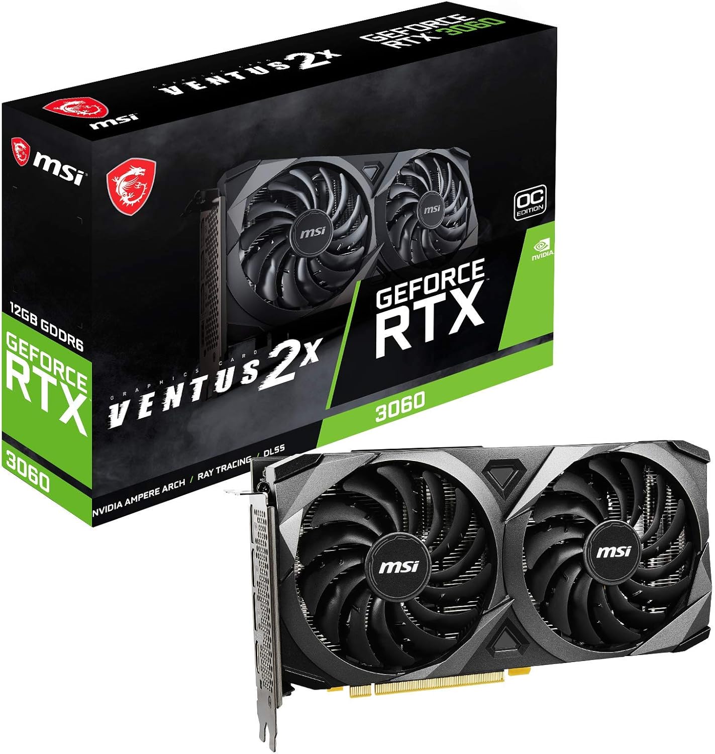 MSI GeForce RTX 3060 VENTUS 2X 12G OC - Graphics Card - GF RTX 3060 - 12GB GDDR6 - PCIe 4.0 - 3 x DisplayPort, HDMI