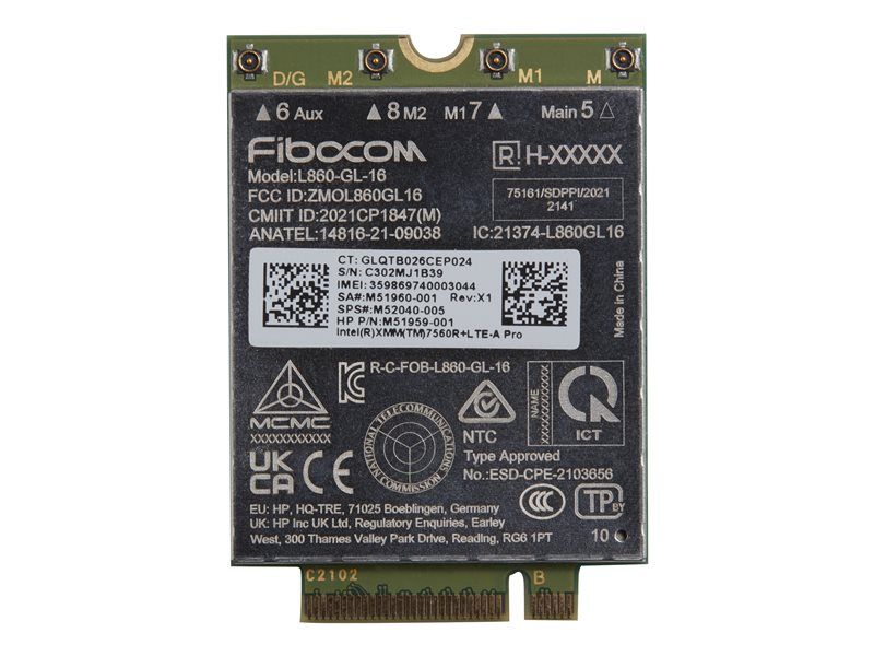 Modem celular HP XMM 7560 R+ - 4G LTE Avanzado Pro - Tarjeta M.2 - 978 Mbps