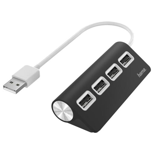 Hub y adaptador Hama USB 2.0 - 480 Mbit/s, Negro