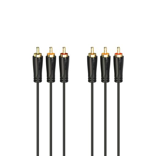 Cable de audio/video Hama de 3 metros con 3 conectores RCA machos dorados