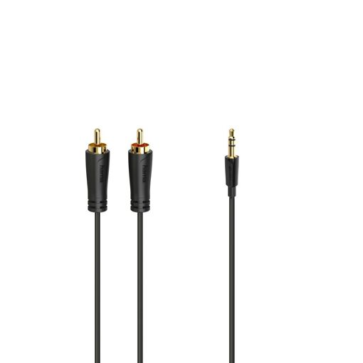 Câble audio Hama 3,5 mm avec 2 prises RCA mâles stéréo, doré, 3 m