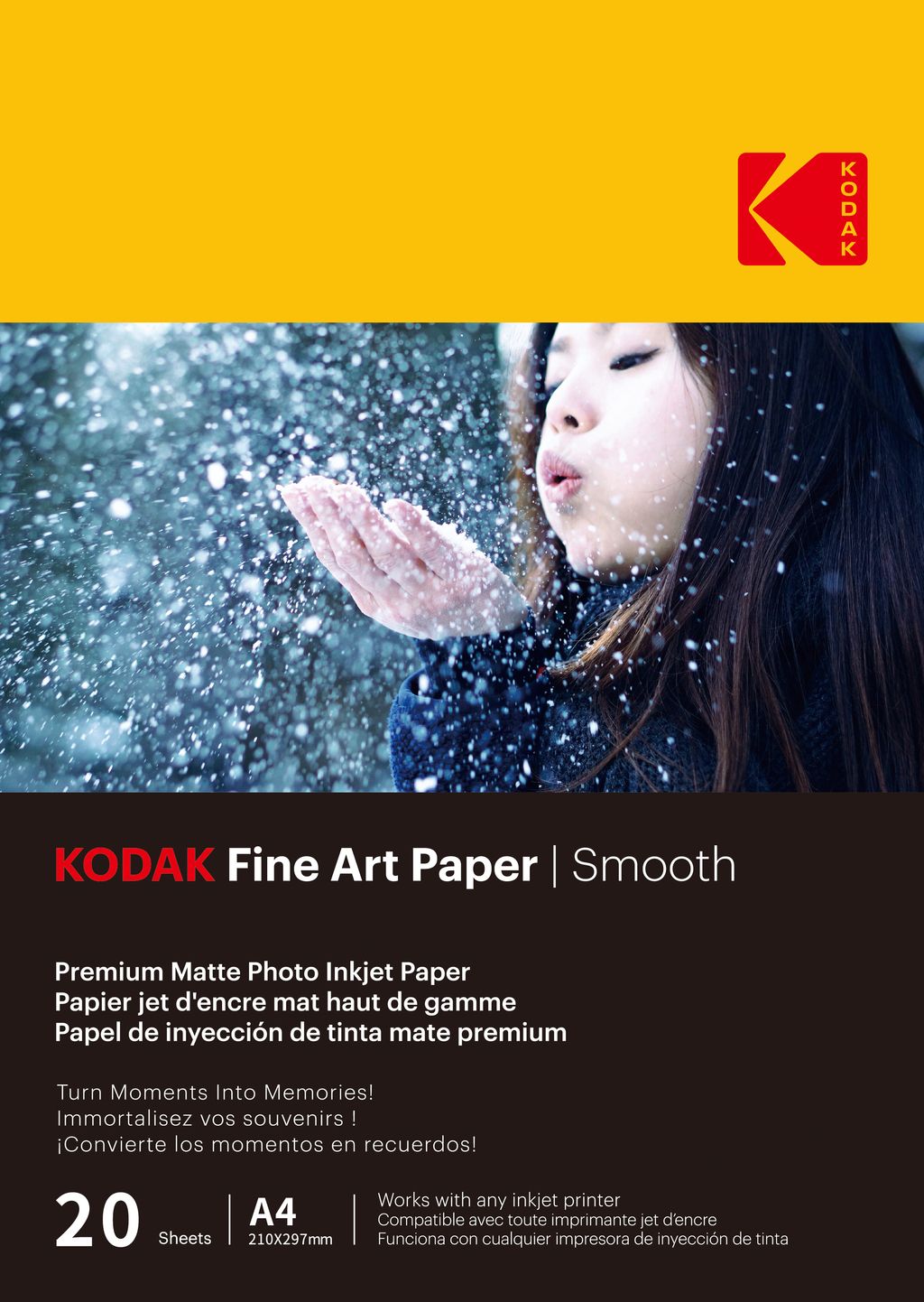 Kodak Photo Paper, 20 A4 Sheets (21x29.7cm), 230gsm Matt Finish, Inkjet Printing - 9891092