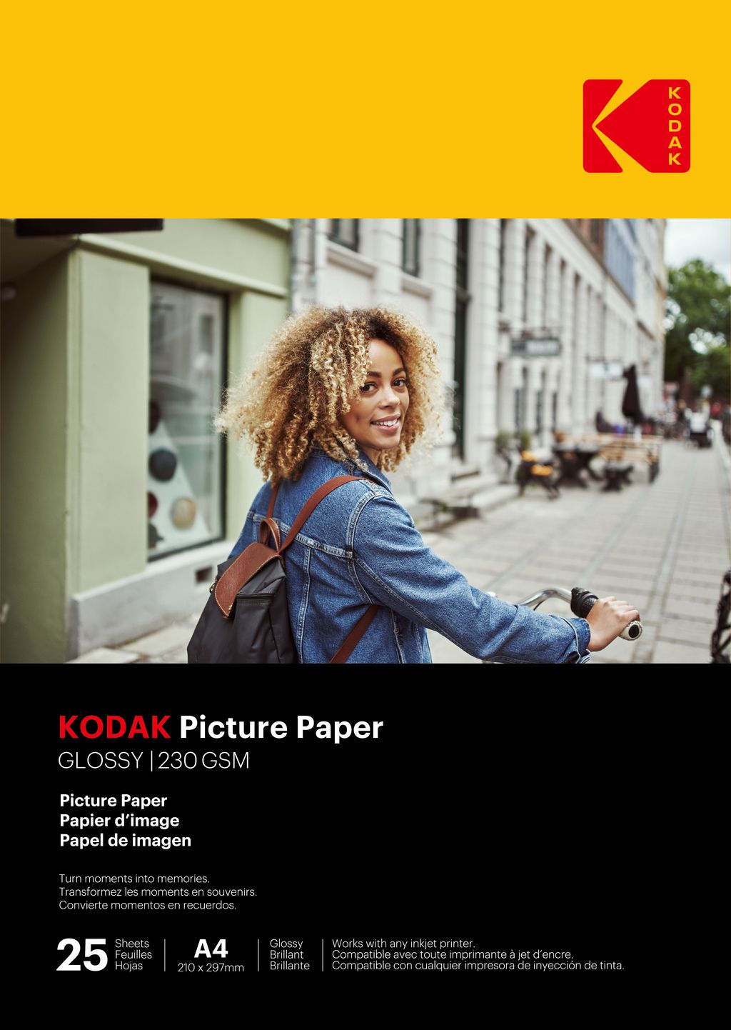 Kodak Photo Paper, 25 Sheets, 230gsm Glossy A4 (21x29.7cm), Inkjet Printing - 9891102