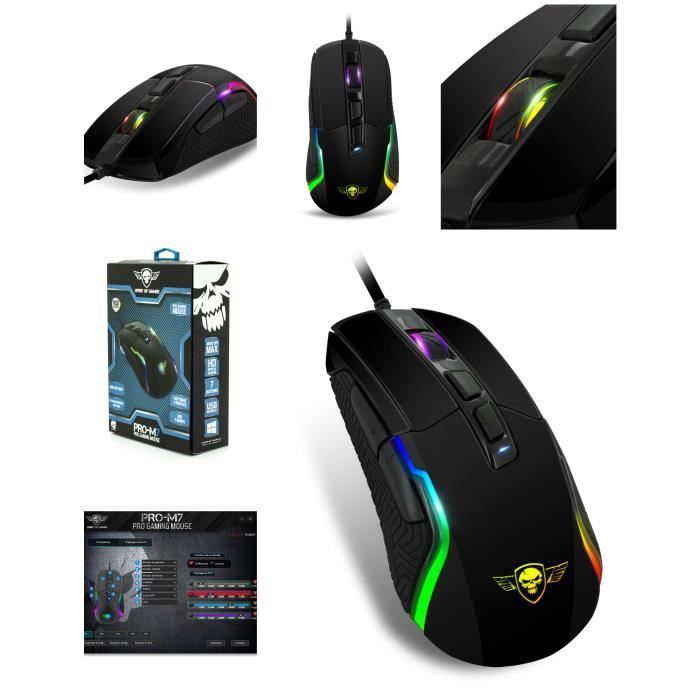 Ratón de juego Spirit Of Gamer PRO-M7 - 7 botones - RGB LED - 4800 DPI
