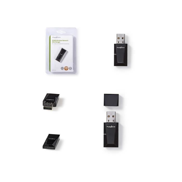 Nedis Wi-Fi Dongle N300, 2.4 GHz USB 2.0, 300 Mbps Wi-Fi Speed, Compatible with Windows 10 - 11
