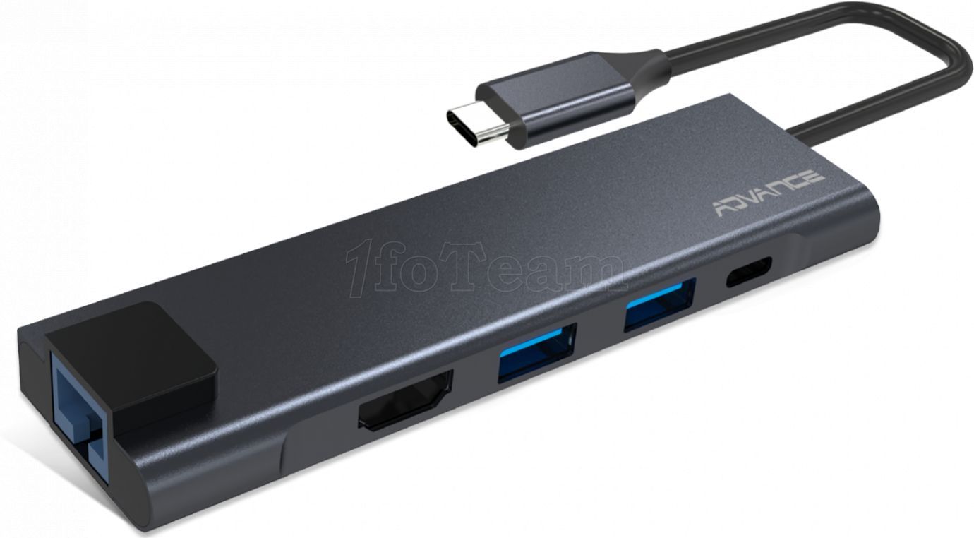Advance Xpand Smart USB 3.0 Type C Adapter to HDMI + RJ45 and Hub 3 Ports