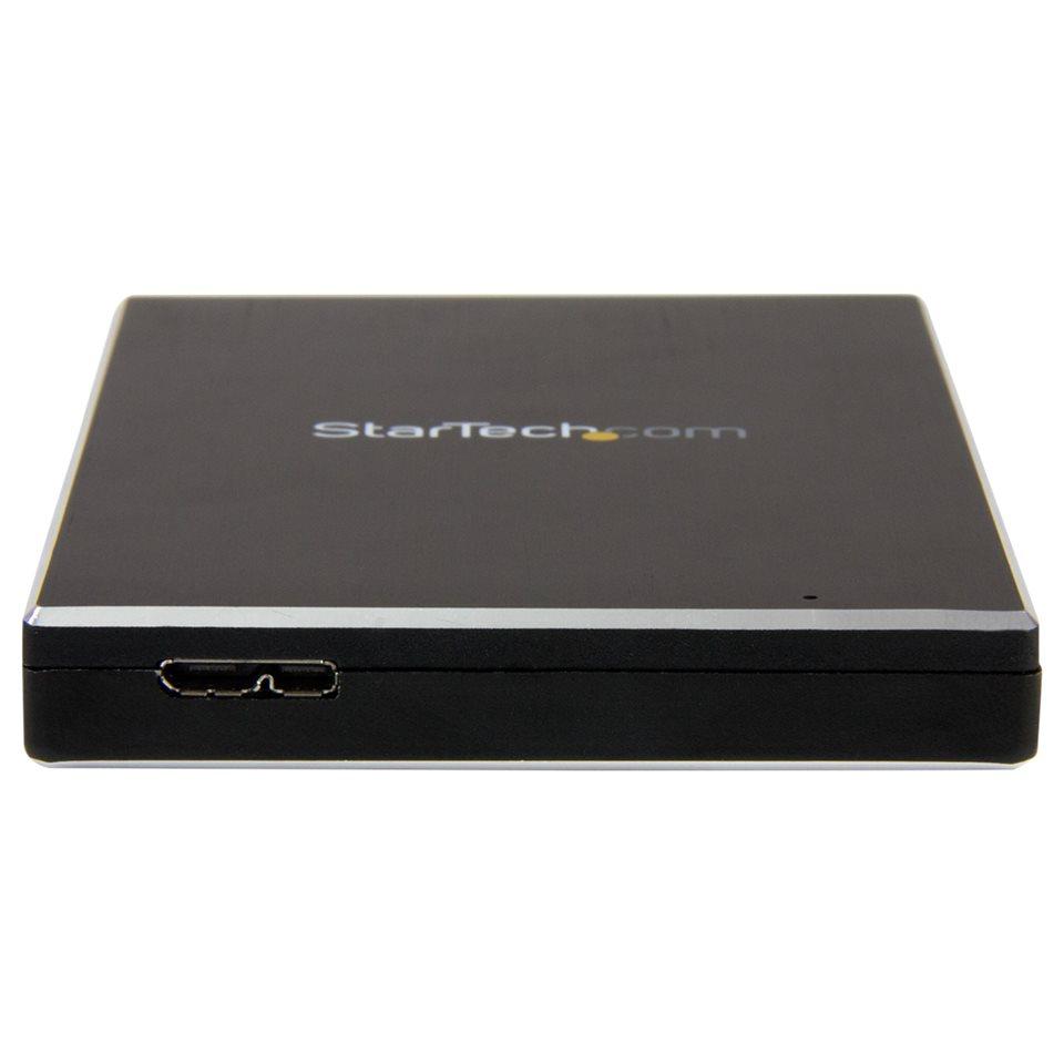 Caja externa StarTech.com para disco duro SATA III de 2,5 pulgadas con USB 3.1 - Estuche portátil HDD/SSD de aluminio - Negro