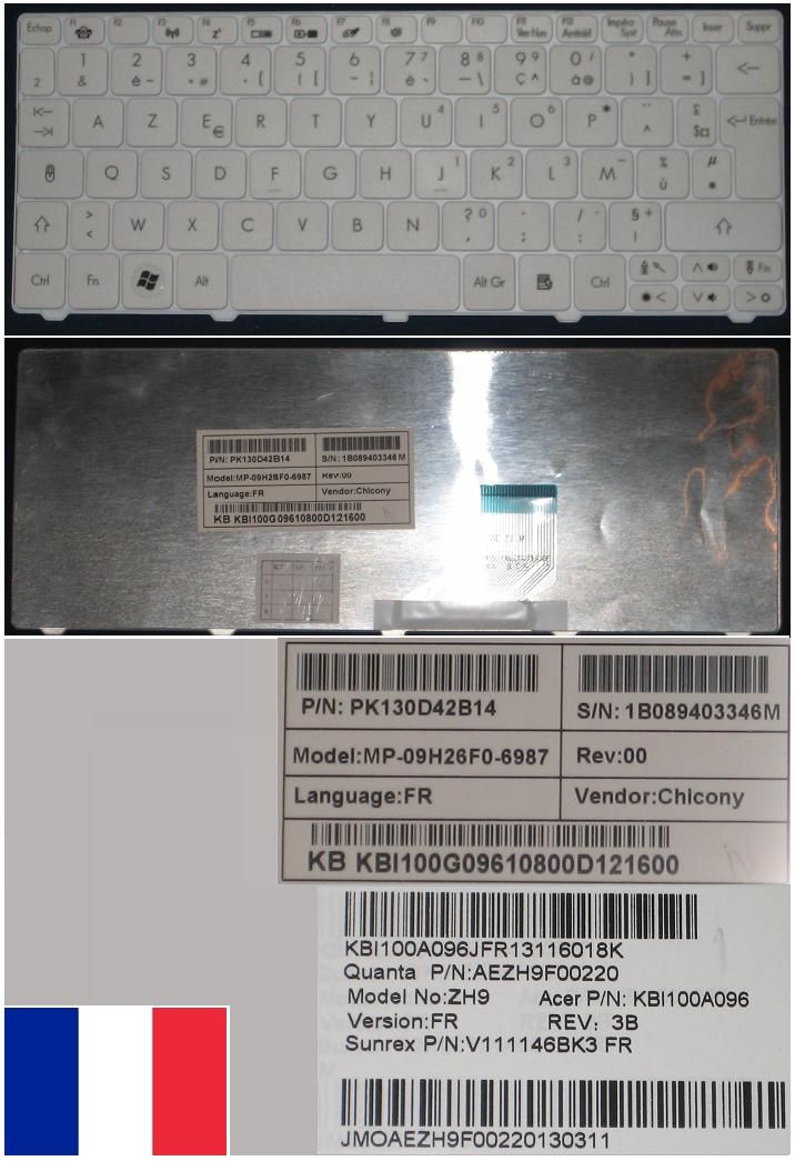 Acer Keyboard AZERTY White Aspire One Happy