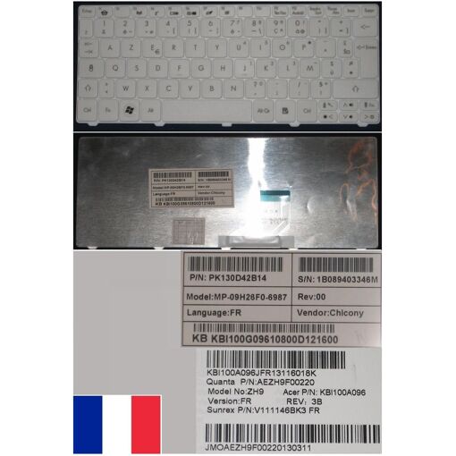 Clavier AZERTY Blanc Acer Aspire One Happy
